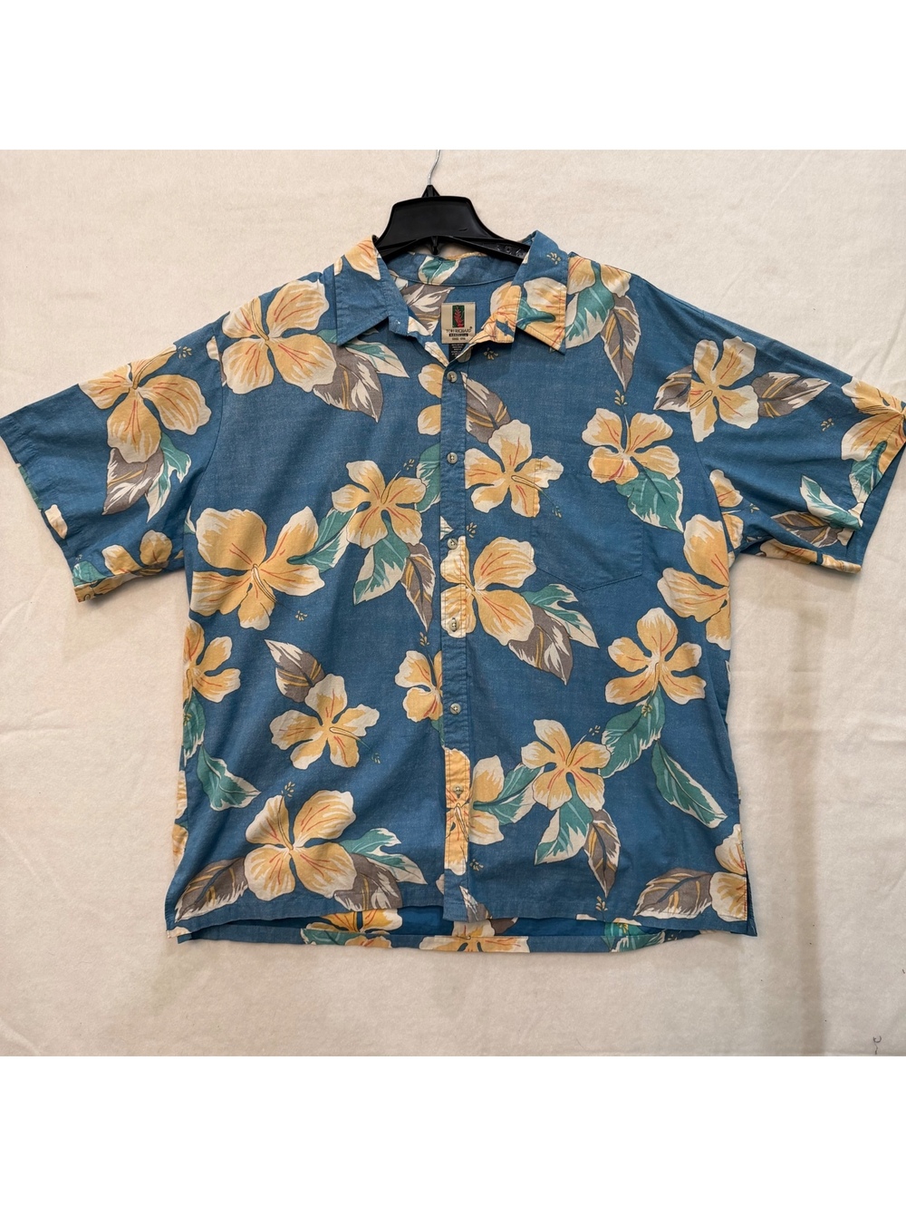 Tori Richard Hololulu Men's 3XL Blue Floral Hawaiian Shirt Button Front S/S USA